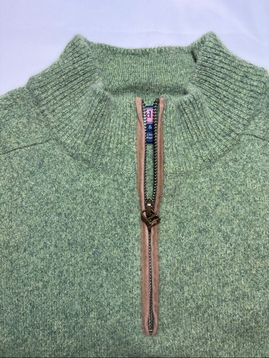 Vineyard Vines 100% Wool Elbow Patch Quarter Zip Pullover Lucky Clover Green, M - Picture 3 of 11